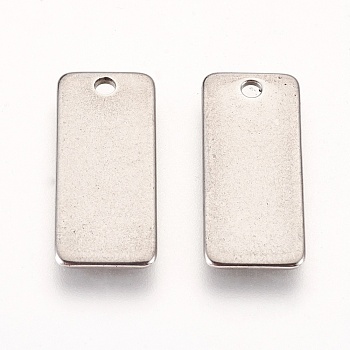 Stainless Steel Pendants, Stamping Blank Tag, Rectangle, Stainless Steel Color, 21x8.5x0.8mm, Hole: 1mm
