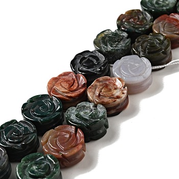 Natural Indian Agate Beads Strands, Rose, 14x7.5~8mm, Hole: 1.2mm, about 28~29pcs/strand, 15.16''(38.5~41.5cm)
