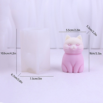 Cat Scented Candle Food Grade Silicone Molds, Candle Making Molds, Aromatherapy Candle Mold, White, 7.5x6.7x10.6cm, Inner Diameter: 5.5x5.5x9cm