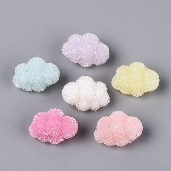 Opaque Acrylic Beads, Cloud, with Rhinestone, Mixed Color, 14.5~15x26.5x19mm, Hole: 1.6~1.8mm