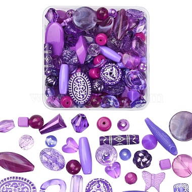 Purple Mixed Shapes Acrylic Beads