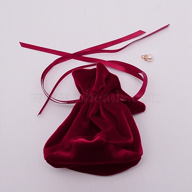 Velvet Jewelry Bags with Drawstring & Plastic Imitation Pearl(TP-CJC0001-03A)-2