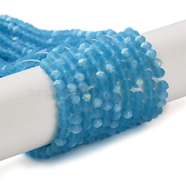 Deep Sky Blue Rondelle Glass Beads