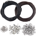 DIY Jewelry Making Kits, including 304 Stainless Steel Clasps & Jump Rings, Cowhide Leather Cord and Iron Folding Crimp Ends, Mixed Color, 2mm(DIY-CL0001-68C)