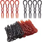 Plastic Hair Forks Sets, with U Shape Wave Barrette, Mixed Color, 90.5x21.5x3.5mm, 2 colors, 30pcs/color, 60pcs/set(OHAR-NB0001-08)