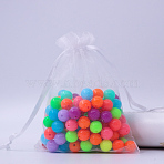 Rectangle Organza Drawstring Bags, White, 12x9cm(CON-PW0001-054C-01)
