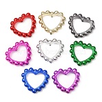 Plating Opaque Acrylic Beads, Beaded Edge Heart, Mixed Color, 38.5x42.5x7.5mm, Hole: 2.5mm(AC-CBAF642-01)