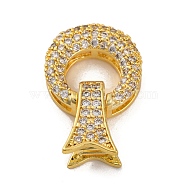 Brass Micro Pave Clear Cubic Zirconia Fold Over Clasps, Lead Free & Cadmium Free, Golden, 20mm(KK-A230-17G)