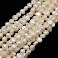 Natural Cultured Freshwater Pearl Beads Strands, Two Sides Polished, Creamy White, 10~11x5~7mm, Hole: 0.8mm, about 37pcs/strand, 13.78 inch(35cm)(PEAR-L001-A-01)