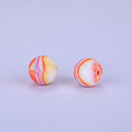 Printed Round Silicone Focal Beads, Colorful, 15x15mm, Hole:2mm(SI-JX0056A-68)
