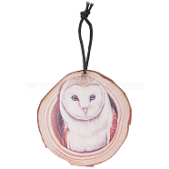 CREATCABIN 1 Set Flat Round & 3D Owl Pattern Wooden Pendant Decorations, with Polyester Cord, Christmas Ornaments Festive Gifts, PeachPuff, 103x99.5x3.5mm, Hole: 3.5mm(HJEW-CN0001-18)