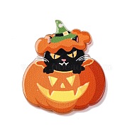 Halloween Theme Opaque Acrylic Pendants, Pumpkin, 18x32.5x2.5mm, Hole: 1.6mm(OACR-I010-03D)