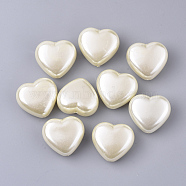 ABS Plastic Imitation Pearl Beads, Heart, Floral White, 24.5x27x14mm, Hole: 1.5mm, about 92pcs/500g(KY-T013-005)