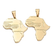 304 Stainless Steel Pendants, Africa Map, Golden, 35x30x2mm, Hole: 5X8mm(STAS-J036-046A-G)