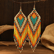 Bohemian Style Geometric Glass Seed Bead Handmade Tassel Dangle Earrings for Women(TY9930)