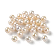 Natural Cultured Freshwater Pearl Beads, Half Drilled, Grade 3A+, Round, WhiteSmoke, 5mm, Hole: 0.9mm(PEAR-E020-01D)