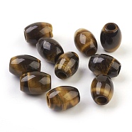 Natural Tiger Eye European Beads, Large Hole Beads, Barrel, 15~17x12~13.5mm, Hole: 4.5~5mm(X-G-F580-A01)
