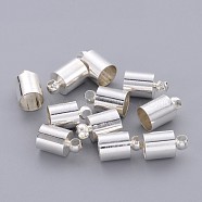 Brass Cord Ends, Nickel Free, Silver Color Plated, about 6mm wide, 10mm long, 5.5mm inner diameter, hole: 1.2mm(EC041-NFS)