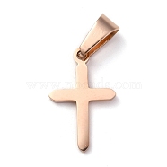 304 Stainless Steel Pendants, for Jewelry Making, Cross, Rose Gold, 19x12x1.2mm, Hole: 3.5x7mm(STAS-P253-10RG)