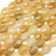 Faceted Oval Natural Yellow Jade Beads Strands, 17x13x6mm, Hole: 1mm, about 13pcs/strand, 8.26 inch(G-R303-10)