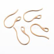 Ion Plating(IP) 304 Stainless Steel Earring Hooks, Ear Wire, with Horizontal Loop, Golden, 22x11.5x1mm, 18 Gauge, Hole: 2.5x3.5mm(STAS-H383-28G)