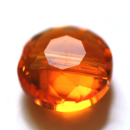 Imitation Austrian Crystal Beads, Grade AAA, K9 Glass, Faceted, Flat Round, Dark Orange, 12x6.5mm, hole: 0.9~1mm(SWAR-F053-12mm-12)