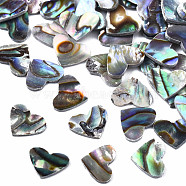 Natural Abalone Shell/Paua Shell Cabochons, Heart, Colorful, 6x7x1mm(SSHEL-N034-117)