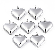 Non-Tarnish 316 Surgical Stainless Steel Pendants, with Jump Rings, Heart, Stainless Steel Color, 17x16x5.5mm, Hole: 2.5mm, Jump Ring: 4x0.5mm, 2.5mm inner diameter(STAS-N097-074)