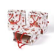 Christmas Themed Paper Bags, Rectangle, for Jewelry Storage, Red, 15x14x0.45cm(CARB-P006-06A-02)