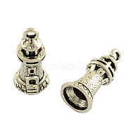 Tibetan Style Alloy Building Pendants, Tower, Cadmium Free & Nickel Free & Lead Free, Antique Silver, 20.5x9mm, Hole: 2mm, about 552pcs/1000g(TIBEP-35143-AS-NR)