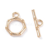 Rack Plating Brass Toggle Clasps, Long-Lasting Plated, Bamboo Stick & Bar, Real 14K Gold Plated, Bamboo Stick: 17x13.5x2mm, Hole: 3mm, Bar: 19.5x5.5x2mm, Hole: 3mm(X-KK-F827-05G)