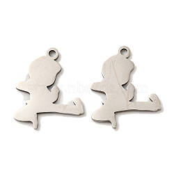 316 Surgical Stainless Steel Pendants, Laser Cut, Human Charm, Stainless Steel Color, 17x14x1mm, Hole: 1.4mm(STAS-G325-09P)