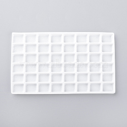 Plastic Jewelry Display Trays, 48 Compartments, White, 127x75x4mm(ODIS-R004-01)