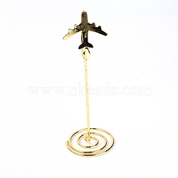 Iron Business Cards Display Clamp, with Alligator Clip, Plane, Light Gold, 12.8x4.2cm(ODIS-WH0010-17C)