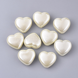 ABS Plastic Imitation Pearl Beads, Heart, Floral White, 24.5x27x14mm, Hole: 1.5mm, about 92pcs/500g(KY-T013-005)