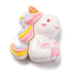 Unicorn Theme Cartoon Resin Decoden Cabochons, Colorful, Unicorn, 25x22x7.5mm(CRES-Z011-02C)