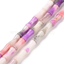 Natural Dolomite & Synthetic Opal Beads Strands, Dyed, Bamboo Stick, Plum, 12x5mm, Hole: 0.5mm, about 34pcs/strand, 15.94''(40.5cm)(G-P475-03D)