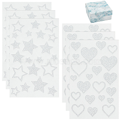 WADORN 6 Sheets 2 Styles Heart & Star Acrylic Rhinestone Self-Adhesive Stickers, Waterproof Bling Faceted Crystal Decals for Party Decorative Presents, Kid's Art Craft, Mixed Shapes, 250x150x2mm, Sticker: 20~50x20~50mm, 3 sheets/style(DIY-WR0004-23)