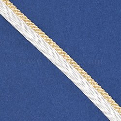 Polyester Fiber Fabric, with Golden Tone Thread, for Curtain DIY Crafts Sewing Accessories, White, 11x2.5mm, bout 50yards/card(DIY-WH0304-249A)