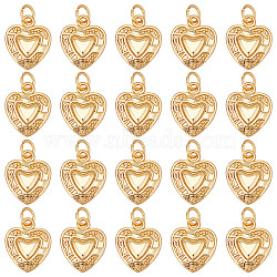 24Pcs Alloy Pendants, Long-Lasting Plated, with Jump Ring, Heart Charm, Real 18K Gold Plated, 15.5x12.5x3mm, Hole: 3.5mm(FIND-SC0003-81)