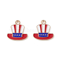 American Flag Style Alloy Enamel Pendants, Light Gold, Hat Charm, Colorful, 15x15x1.5mm, Hole: 2mm(ENAM-K067-33)