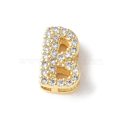 Brass Micro Pave Clear Cubic Zirconia Initial Multi-strand Links, Real 18K Gold Plated, Lead Free & Cadmium Free, Long-Lasting Plated, Rack Plating, Letter B, 10x5~9.5x4.5~5mm, Hole: 1.5~3.2x2~8mm(KK-S520-01G-02)