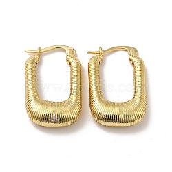 Rack Plating Brass Rectangle Thick Hoop Earrings for Women, Real 18K Gold Plated, 25x16x5.5mm, Pin: 0.8mm(EJEW-F288-05G)