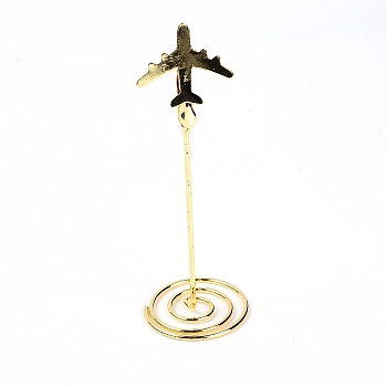 Iron Business Cards Display Clamp, with Alligator Clip, Plane, Light Gold, 12.8x4.2cm