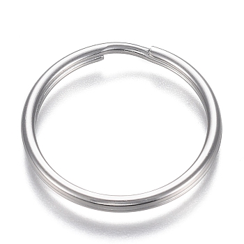 304 Stainless Steel Split Key Rings, Keychain Clasp Findings, Stainless Steel Color, 30x2.7mm, Inner Diameter: 25mm, Single Wire: 1.35mm