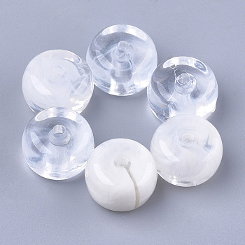 Acrylic Beads, Imitation Gemstone, Rondelle, Clear & White, 15x10mm, Hole: 2mm, about 310pcs/500g