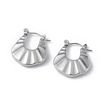 304 Stainless Steel Twist Teardrop Thick Hoop Earrings for Women, Stainless Steel Color, 20x18.5x4mm, Pin: 0.6mm