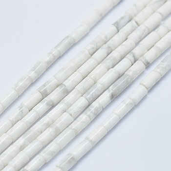 Natural Howlite Beads Strands, Column, 4~5x2~2.5mm, Hole: 0.6~0.8mm, about 90~102pcs/strand, 15.3~15.7 inch(39~40cm)