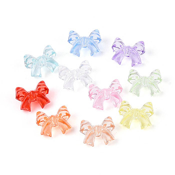 Transparent Acrylic Beads, Bowknot, Mixed Color, 8x10x6mm, Hole: 1.6mm, about 2940pcs/500g