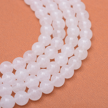 Round Natural White Jade Bead Strands, White, 4~5mm, Hole: 1mm, about 84~91pcs/strand, 15.7 inch